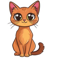 Fototapeta premium cartoon cat sitting on the ground with big eyes