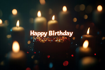  A festive background with the text "Happy Birthday" in the center of the image, creating a warm and joyful holiday atmosphere 