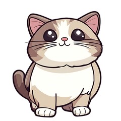 Obraz premium cartoon cat with big eyes sitting on a white surface