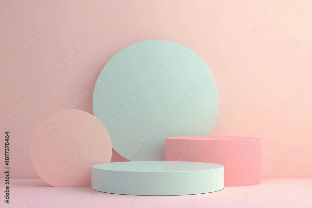 Poster abstract shapes in calming pastel colors create a minimalist composition that enhances modern aesthe