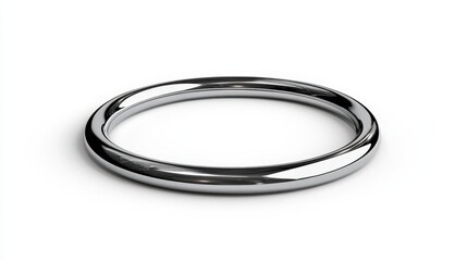 Fototapeta premium Sleek silver ring on white background: minimalist jewelry design