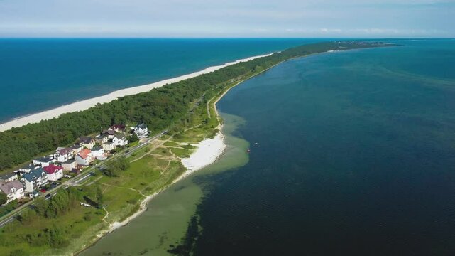 Aerial View of Hel Peninsula on Baltic Sea, Poland