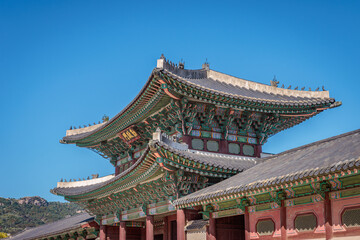 Seoul, South Korea - October 20 2024 "Beautiful architecture of Gyeongbokgung Palace in Seoul"