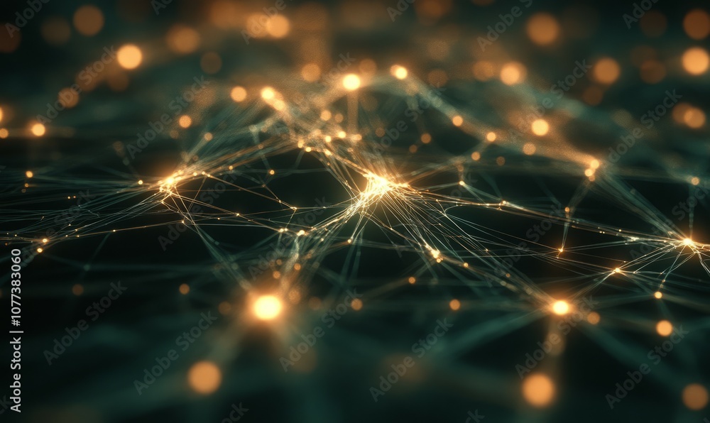 Poster a glowing network of abstract connections creates mesmerizing visual effect