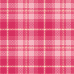 Classic pink plaid seamless pattern with checkered design. Cozy tartan fabric background. Ideal for clothing, wrapping paper, and home decor. Perfect as a stylish tablecloth or lumberjack plaid.