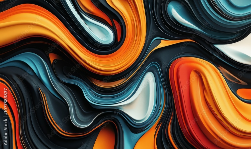 Poster abstract colorful swirling pattern with a 3d effect.