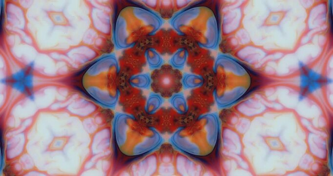 Abstract original colorful kaleidoscope in blue, red, yellow tones on a white background. Abstract background.