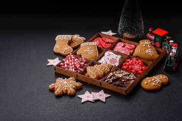 Homemade Christmas gingerbread cookies made as sweets