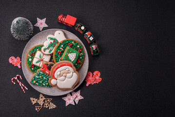 Homemade Christmas gingerbread cookies made as sweets