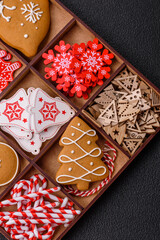 Homemade Christmas gingerbread cookies made as sweets