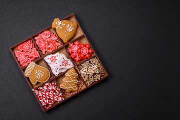 Homemade Christmas gingerbread cookies made as sweets