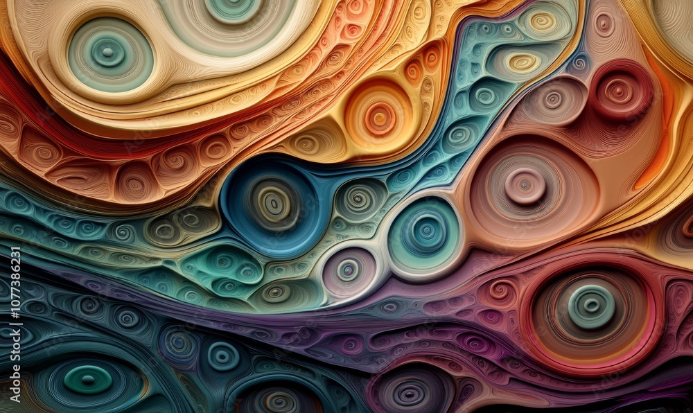 Poster abstract colorful swirling pattern with a 3d effect.