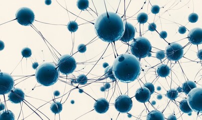 Abstract representation of a neural network with interconnected blue spheres and connecting lines on a light background
