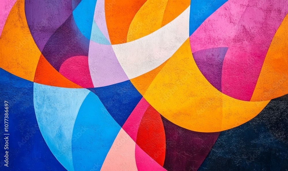Aufkleber abstract geometric background with overlapping and interlocking shapes in vibrant colors including o