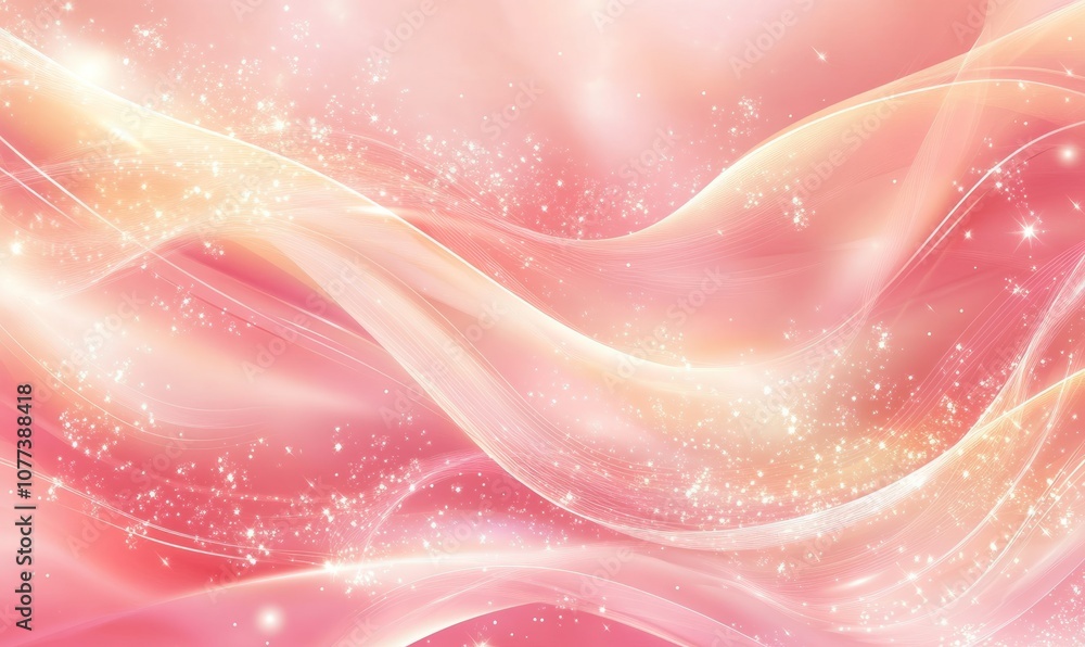 Poster abstract pink background with delicate wavy patterns and sparkling details