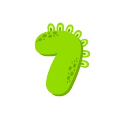 Dinosaur figure 7 ( Seven ) for designing birthday or dino party invitation, greeting card, sticker, banner, logo, icon, poster.