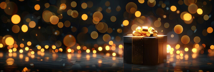 Golden lights reflecting on water create a serene and festive scene with a warm, celebratory glow