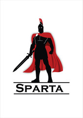 sparta warrior holds sword 
