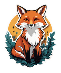 Obraz premium red fox cartoon ornament sticker