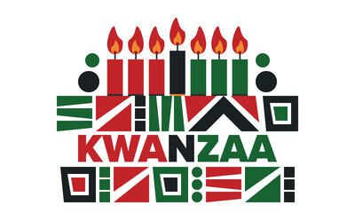 Kwanzaa Happy Celebration. African and African-American culture holiday. Seven days festival, celebrate annual from December 26 to January 1. Black history. Poster, card, banner and background. Vector