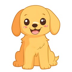 cartoon dog sitting down with a happy face