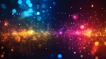 Obraz premium Abstract Digital Network of Glowing Elements in a High-Tech Scene.