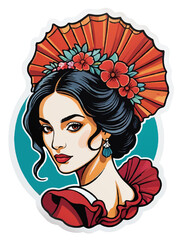 woman with headdress cartoon