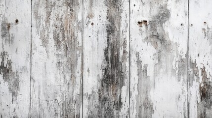 Aged weathered wooden planks with peeling white paint texture background