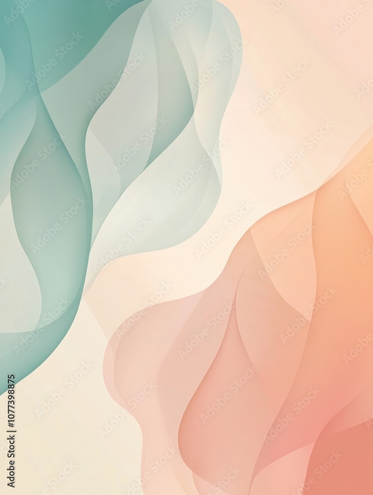 Poster soft pastel shapes blend seamlessly, creating a tranquil and contemporary visual experience suitable