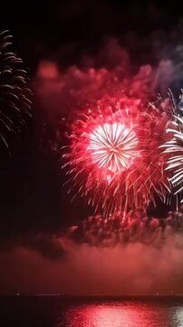 Multiple Colorful Firework Explosions, New Year, Vertical 9:16