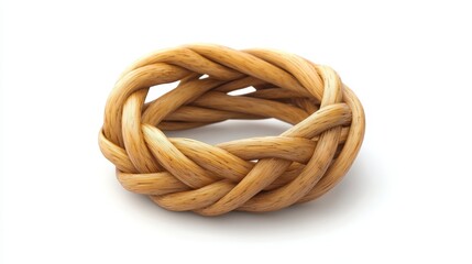 Naklejka premium Intricately woven wooden bracelet on white background