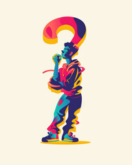 Illustration of a person having questions and thinking