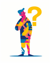 Illustration of a person having questions and thinking