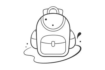 Line Art Drawing of Backpack Simple and Stylish School Bag Illustration