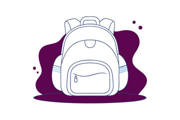 Line Art Drawing of Backpack Simple and Stylish School Bag Illustration