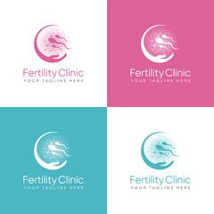 Fertility clinic logo. sperm symbols healthcare fertility pregnancy women. embryo logo design vector