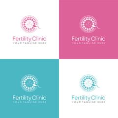 Fertility clinic logo. sperm symbols healthcare fertility pregnancy women. embryo logo design vector