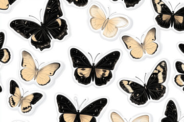 Butterflies stickers on a white background
