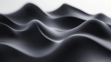 Fototapeta premium Abstract wavy black surface with soft shadows.