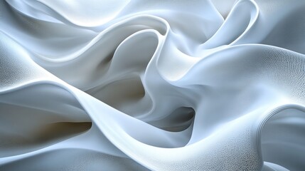 Obraz premium Abstract white flowing fabric background with smooth, soft, and wavy texture.