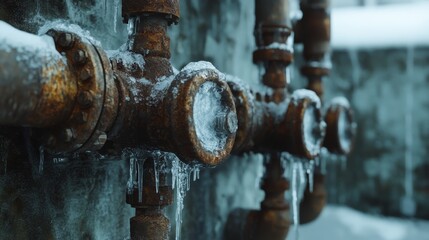 Frozen rusty water pipes causing breakdowns during the harsh winter season challenges