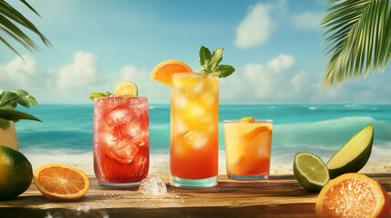 Obraz premium Tropical Summer Cocktails Beach Vacation Drinks