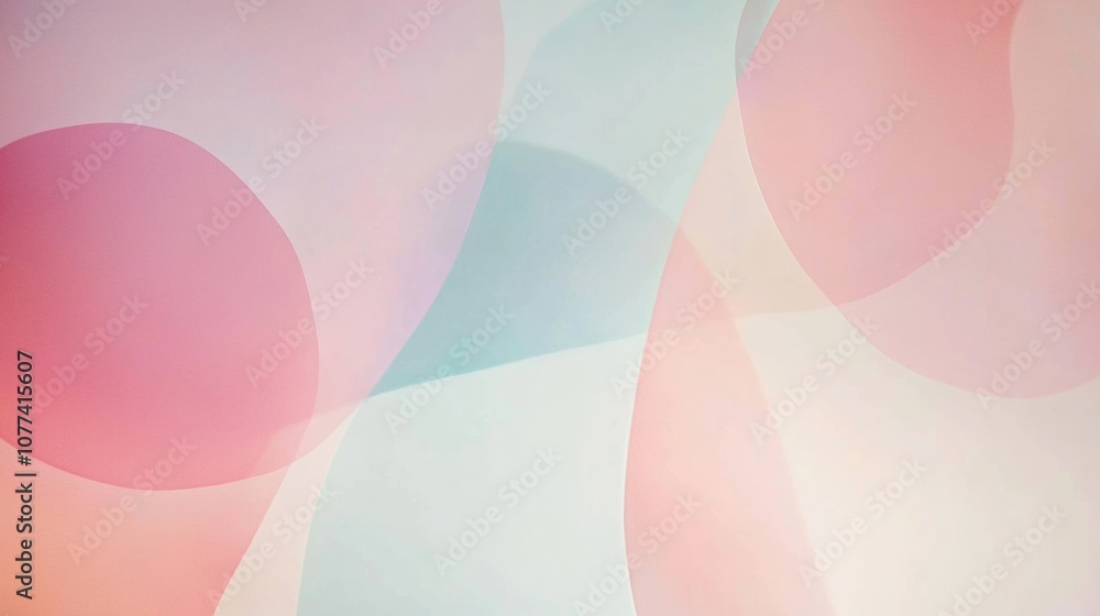 Poster soft pastel shapes blend harmoniously, creating a calming and modern aesthetic in a minimalist setti
