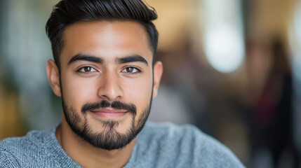 Obraz premium Confident Young Man Portrait Smiling Closeup Casual Wear