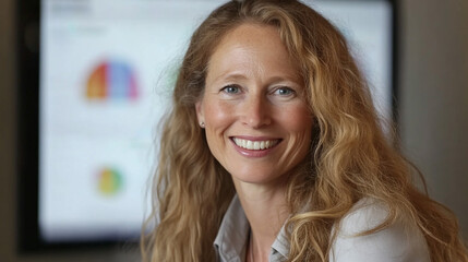 Fototapeta premium Happy Businesswoman Smiling at Camera Closeup Portrait Confident Professional
