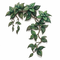 Green Leaves on white background