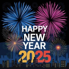 happy new year 2025 there is a firework written
