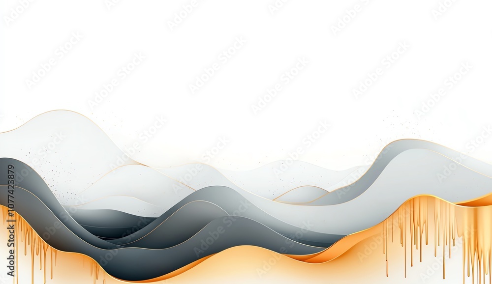 Poster abstract wavy design with flowing orange and gray curves, ideal for modern backgrounds and creative 