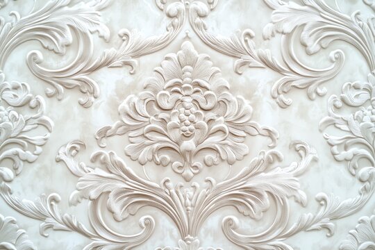 Fototapeta Vintage wallpaper with a damask texture and ornate lines.