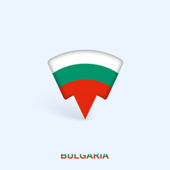 Bulgaria Flag Map Pointer Design with Shadow.